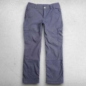 Womans Duluth Trading Dry On The Fly Pants Boot Cut Cargo Roll Up Legs 8 Blue